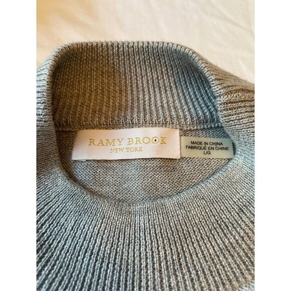 Unique Ramy Brook Sheer Sleeve Sweater V-Neck Long Sleeve Gray  Cashmere Silk Co - Picture 3 of 8